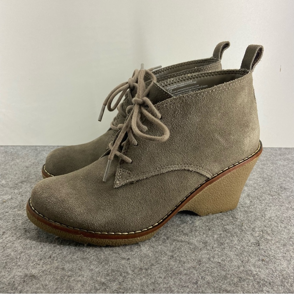 White Mountain Lambert Wedge Ankle Booties in Taupe/Grey Suede Women’s Size 7M